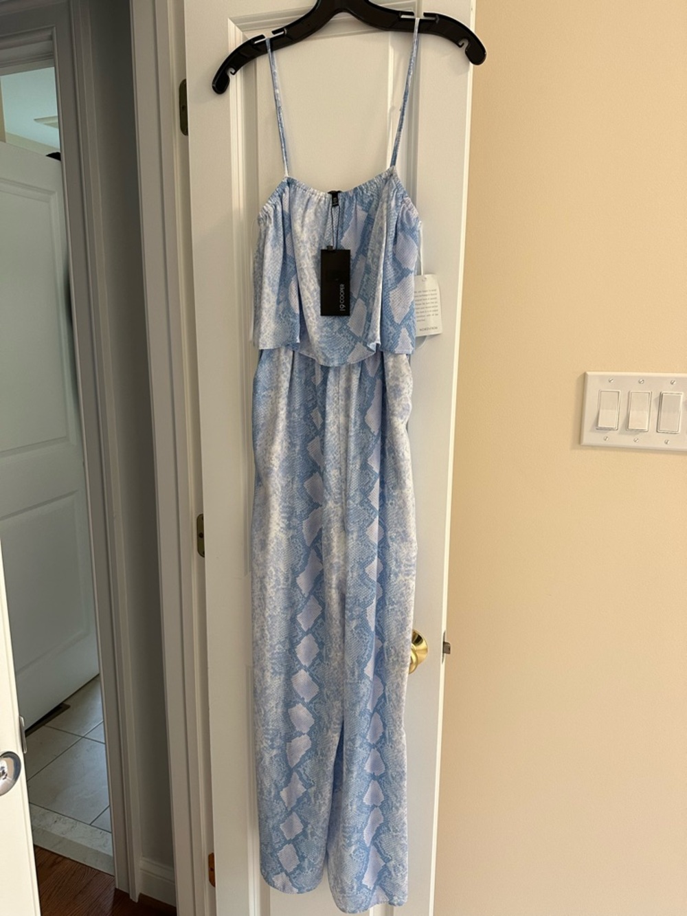 19 Cooper Light Blue Snake-Print Wide Leg Jumpsuit
